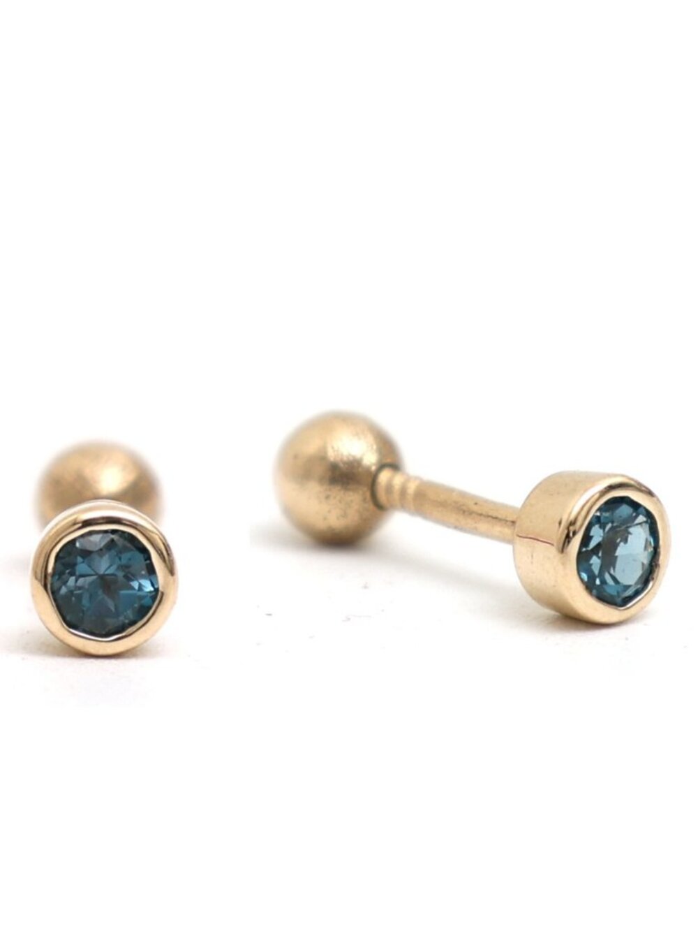 Blue Topaz 14K (18k custom) Yellow Gold Stud Earrings